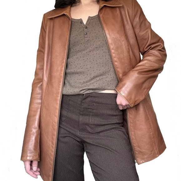 Tan Danier leather blazer. Size XS - Picture 5 of 5
